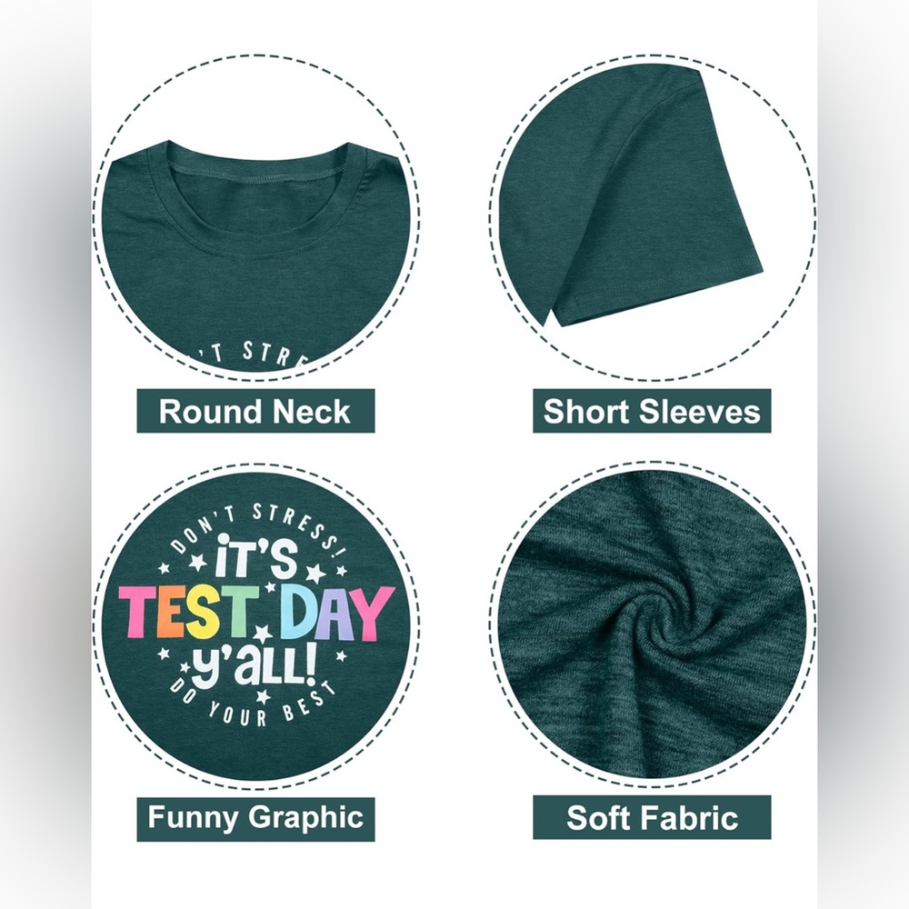 Women's Graphic Tee - Green * It’s test day y’all *
* XL * Brand New * - Picture 3 of 4